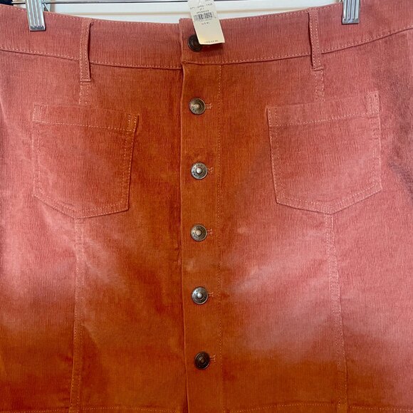 Aerie Rosy Pink Button-Up Stretch Corduroy Mini Skirt, Size XL - New with Tags - Picture 3 of 5